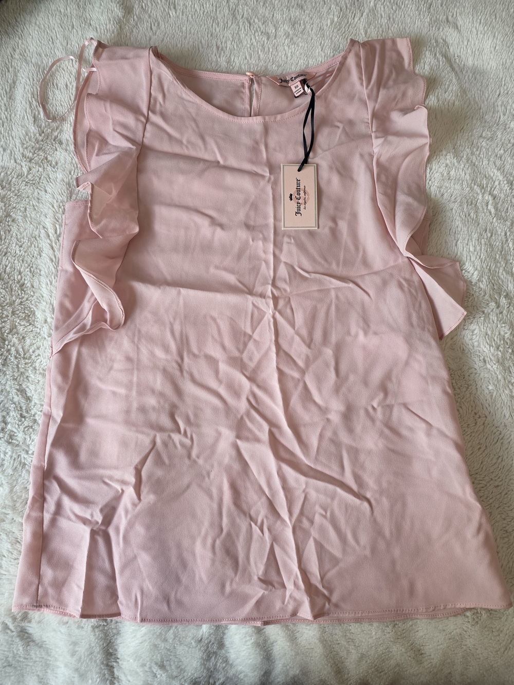 Juicy Couture Pink Solid Ruffle Chiffon Scoop Neck Sleeveless Tank Top XS
